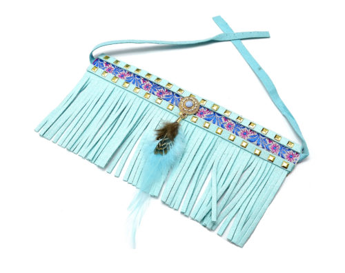 Collier-Bracelet-de-Bras-Ethnique-Indien-avec-Franges-et-Plume-Bleu