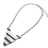 CC853 - Collier Pendentif Triangle Inversé Multi-Bandes Métal Strass Argenté/Noir - Mode Fantaisie