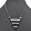 Collier-Pendentif-Triangle-Inverse-Multi-Bandes-Metal-Strass-Argente-Noir