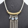 Collier-Plastron-Cordon-Tube-Metal-et-Multi-Chaines-Gris