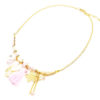 Collier-Perles-et-Multi-Charms-Fleurs-Feuilles-Pompon-Rose