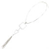 CC917E - Collier Pendentif Carré Triangle Inversé et Franges Métal Argenté - Mode Fantaisie