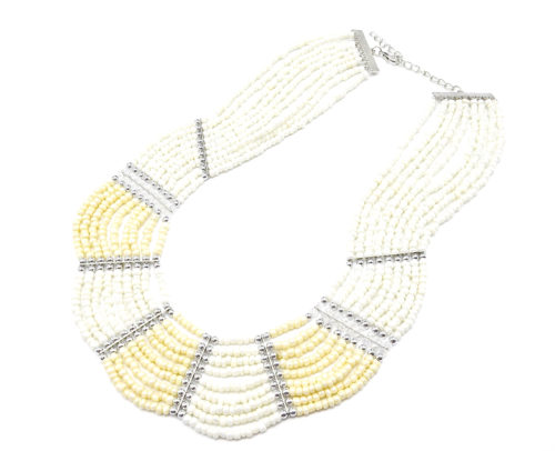 Collier-Multi-Rangs-Perles-de-Rocaille-Opaques-Ecru