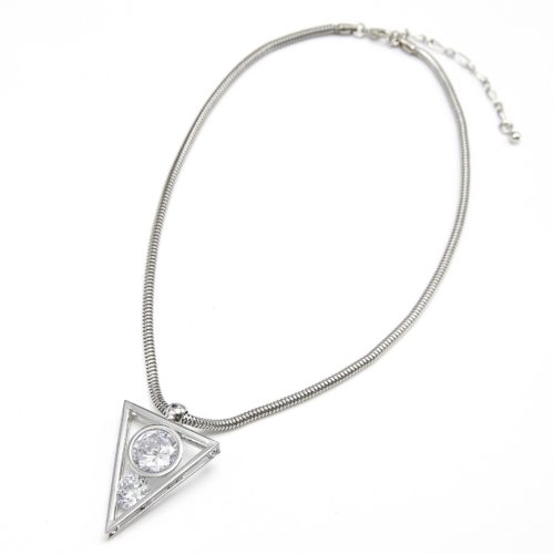 Collier-Pendentif-Triangle-Inverse-Metal-Argente-avec-Pierres-Multi-Facettes