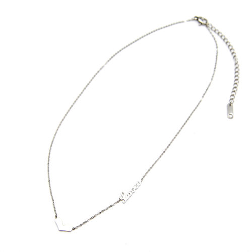 Collier-Fine-Chaine-Pendentif-Coeur-et-Message-LoveU-Acier-Argente