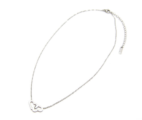 Collier-Fine-Chaine-et-Pendentif-Coeurs-Entrelaces-Acier-Argente