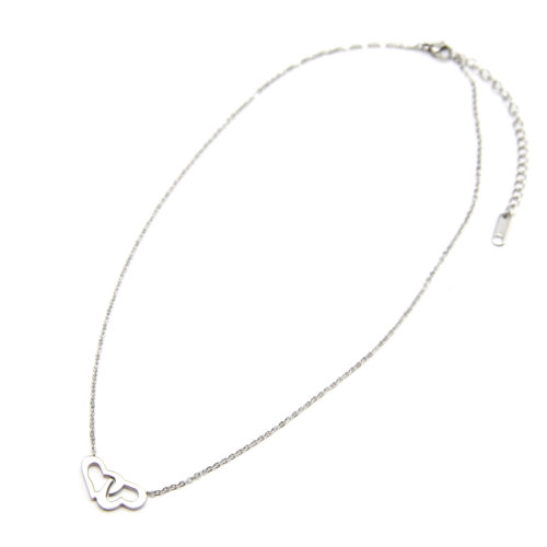 Collier-Fine-Chaine-et-Pendentif-Coeurs-Entrelaces-Acier-Argente