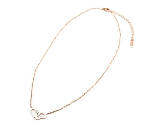 Collier-Fine-Chaine-Pendentif-Coeurs-Entrelaces-Acier-Or-Rose