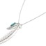 Sautoir-Collier-Pendentif-Double-Plumes-Relief-Metal-Argente-et-Pierre-Turquoise