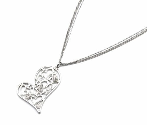 Sautoir-Collier-Multi-Chaines-Pendentif-Coeur-Ajoure-Strass-Metal-Argente