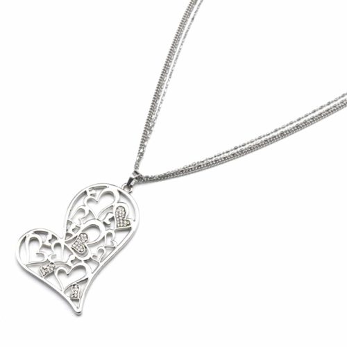 Sautoir-Collier-Multi-Chaines-Pendentif-Coeur-Ajoure-Strass-Metal-Argente