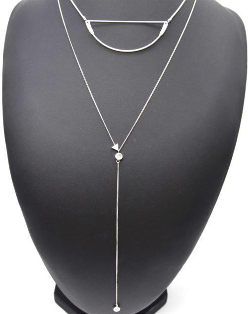 Sautoir-Collier-Pendentifs-Demi-Cercle-Contour-et-Chaine-Pendante-Metal-Argente