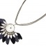 Sautoir-Collier-Pendentif-Cercle-Nacre-Contour-Feuilles-Metal-et-Plumes-Noir-Gris