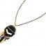 Sautoir-Collier-Pendentif-Simili-Cuir-Noir-et-Chevron-Metal-Dore-avec-Perles-Plume