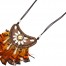 Sautoir-Collier-Cordons-Pendentif-Ecailles-Feuilles-Metal-Perles-et-Plumes-Marron