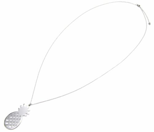 Sautoir-Collier-Fine-Chaine-avec-Pendentif-Ananas-Acier-Argente