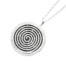 Sautoir-Collier-Pendentif-Spirale-Contour-Strass-Metal-Argente-et-Resine-Noire