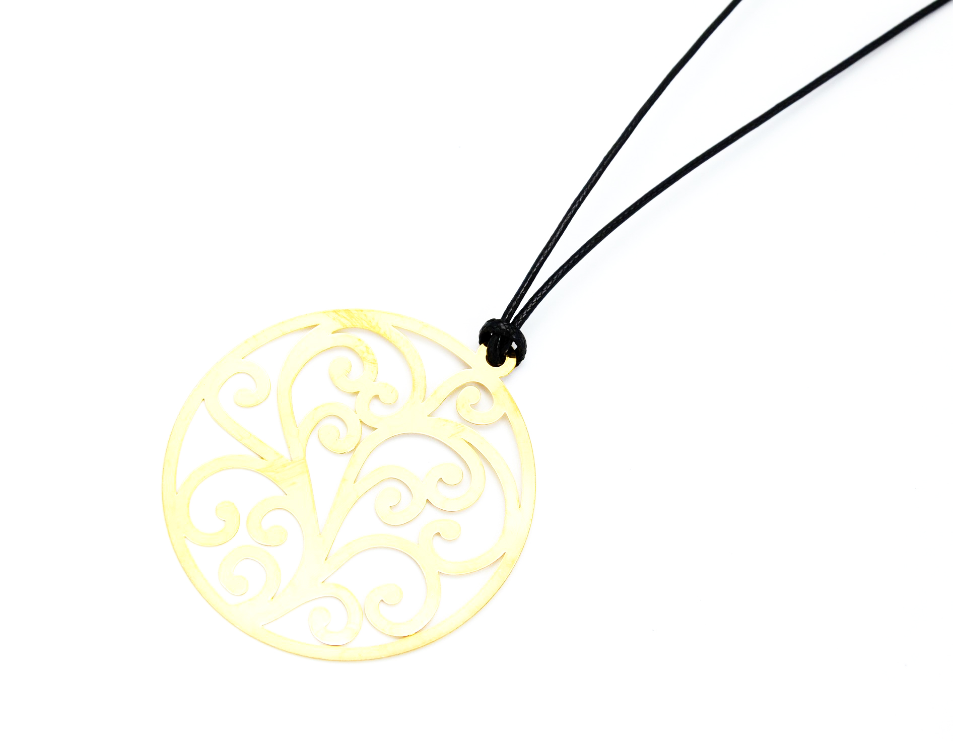 CL385 - Sautoir Collier Fil Cordon Pendentif Motif Arabesque Doré