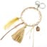 Porte-Cles-Bijou-de-Sac-Attrape-Reves-Feutrine-avec-Perles-Pompon-et-Plumes-Beige