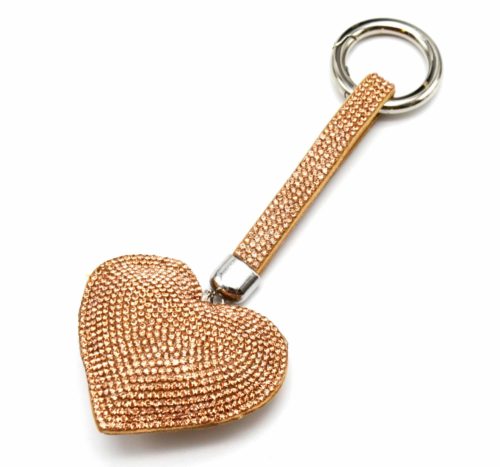 Porte-Cles-Bijou-de-Sac-Coeur-XXL-Bande-Strass-et-Feutrine-Beige-Rose