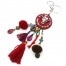 Porte-Cles-Bijou-de-Sac-Cercle-Buffle-Metal-Perles-Cauris-et-Pompons-Bordeaux