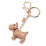 Porte-Cles-Bijou-de-Sac-Chien-Metal-Strass-Or-Rose-avec-Grelot