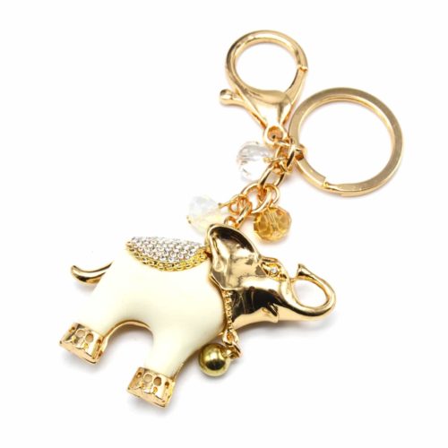 Porte-Cles-Bijou-de-Sac-Elephant-Ecru-Dos-Strass-Dore