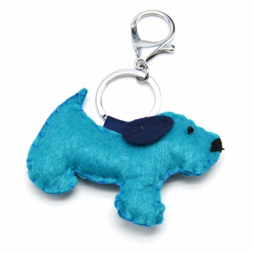 Porte-Cles-Bijou-de-Sac-Chien-Feutrine-BleuBleu-Marine