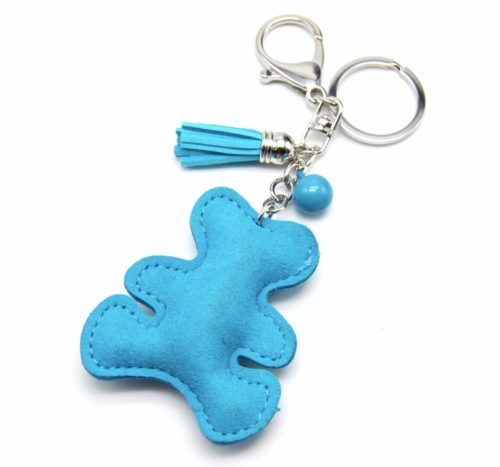 Porte-Cles-Bijou-de-Sac-Ourson-XXL-Collier-Coeur-Strass-et-Feutrine-Bleu-TurquoiseArgente