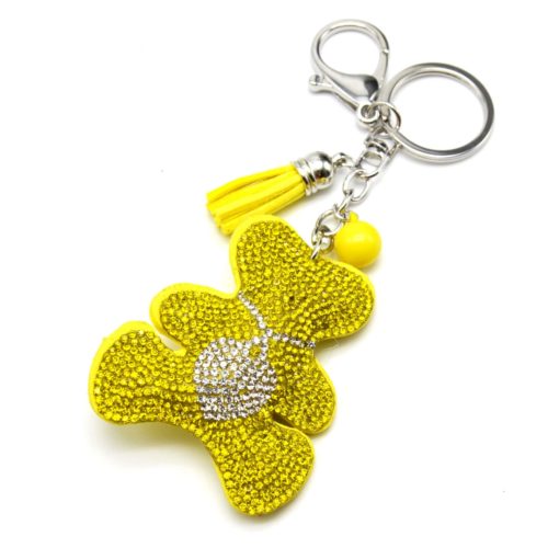 Porte-Cles-Bijou-de-Sac-Ourson-XXL-Collier-Coeur-Strass-et-Feutrine-JauneArgente