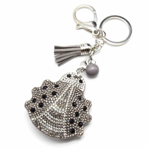 Porte-Cles-Bijou-de-Sac-Coccinelle-XXL-Strass-Bicolore-et-Feutrine-GrisArgente