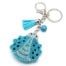 Porte-Cles-Bijou-de-Sac-Coccinelle-XXL-Strass-Bicolore-et-Feutrine-Bleu-TurquoiseArgente