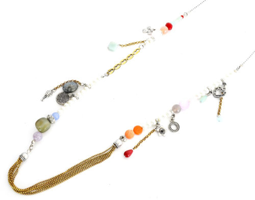Sautoir-Collier-Pendentif-Charms-Metal-avec-Perles-Nacre-et-Multicolore