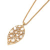 Sautoir-Collier-Pendentif-Feuille-Metal-Dore-Ornee-de-Strass-et-Pierres