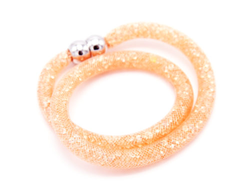 Bracelet-Aimante-Stardust-Double-Tour-Tube-Resille-avec-Cristaux-Saumon