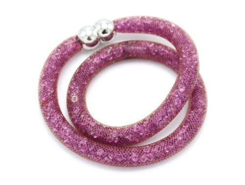 Bracelet-Aimante-Double-Tour-Tube-Resille-avec-Cristaux-RoseViolet