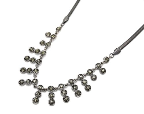 Collier-Pendentif-Multi-Bandes-Cercles-Strass-Gris