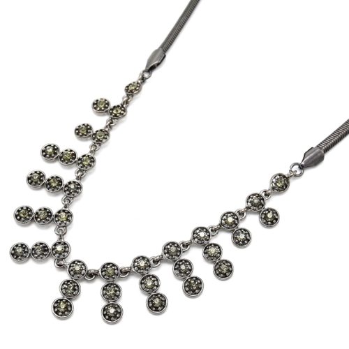 Necklace-Pendant-Multi-band-circles-rhinestones-grey
