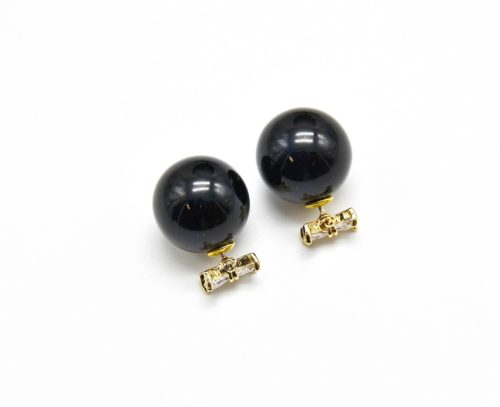 Boucles-dOreilles-Double-Perles-Noeud-Zirconium-et-Perle-Noire