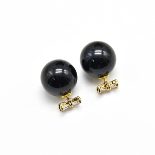 Boucles-dOreilles-Double-Perles-Noeud-Zirconium-et-Perle-Noire