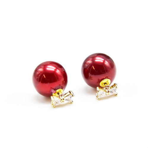 Boucles-dOreilles-Double-Perles-Noeud-Zirconium-et-Perle-Rouge