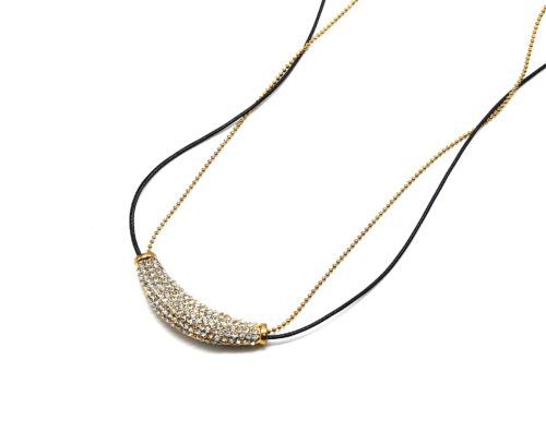 Collier-Cordon-Noir-Fine-Chaine-Pendentif-Tube-Strass-Metal-Dore