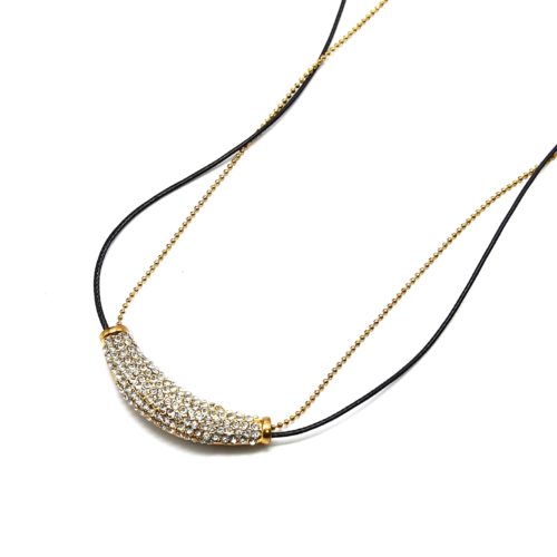 Collier-Cordon-Noir-Fine-Chaine-Pendentif-Tube-Strass-Metal-Dore