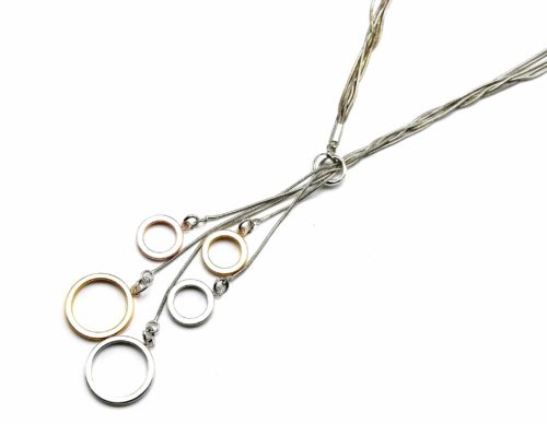 Collier-Multi-Chaines-et-Pendentif-Charms-Cercles-Tricolore