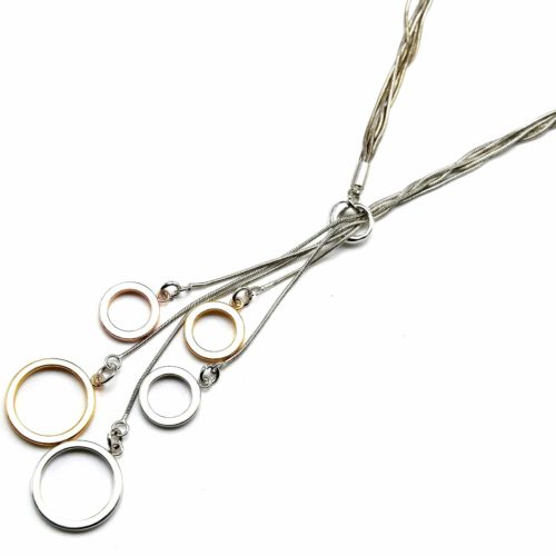 Collier-Multi-Chaines-et-Pendentif-Charms-Cercles-Tricolore