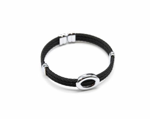 Bracelet-Triple-Joncs-Torsades-avec-Ovale-Contour-Acier-Argente