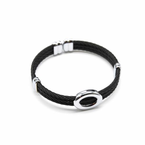 Bracelet-Triple-Joncs-Torsades-avec-Ovale-Contour-Acier-Argente