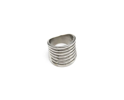 Bague-Multi-Anneaux-Style-Manchette-Acier-Argente