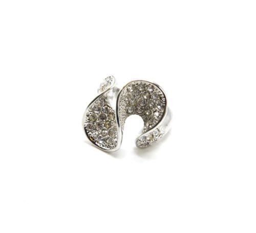 Bague-Statement-Vagues-Metal-et-Strass-Argente