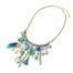 Collier-Pendentif-Multi-Charms-Plumes-Perles-Pompon-Bleu